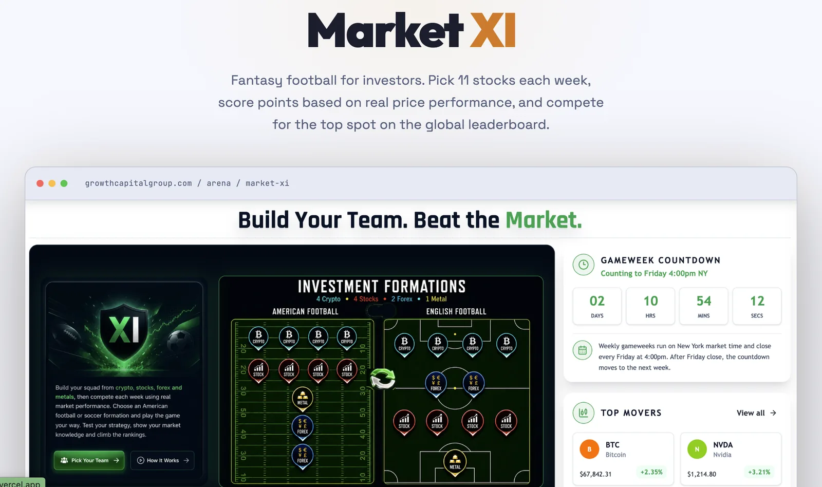 Market Xi fantasy investing team builder preview
